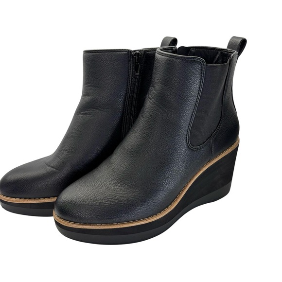 Kelly & Katie Shoes - Kelly & Katie Black Wedge Heel Ankle Booties Womens 7.5M